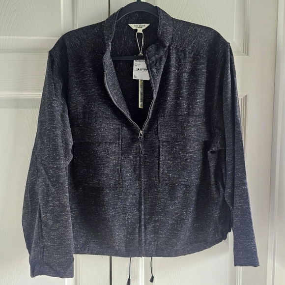 NWT Max Studio Space Dye Light Drawstring Crop Utility Jacket Black Large - Picture 13 of 15